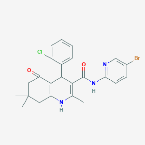 molecular formula C24H23BrClN3O2 B304219 N-(5-bromopyridin-2-yl)-4-(2-chlorophenyl)-2,7,7-trimethyl-5-oxo-1,4,5,6,7,8-hexahydroquinoline-3-carboxamide 