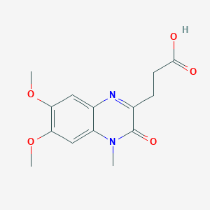 molecular formula C14H16N2O5 B030422 3-(6,7-二甲氧基-4-甲基-3-氧代-3,4-二氢-喹喔啉-2-基)-丙酸 CAS No. 132788-56-8