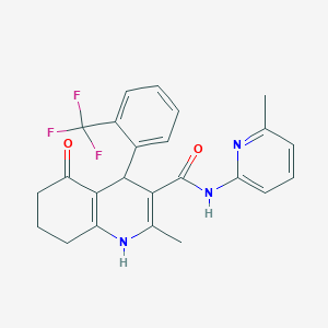 molecular formula C24H22F3N3O2 B304222 2-methyl-N-(6-methylpyridin-2-yl)-5-oxo-4-[2-(trifluoromethyl)phenyl]-1,4,5,6,7,8-hexahydroquinoline-3-carboxamide 