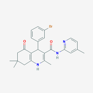 molecular formula C25H26BrN3O2 B304223 4-(3-bromophenyl)-2,7,7-trimethyl-N-(4-methyl-2-pyridinyl)-5-oxo-1,4,5,6,7,8-hexahydro-3-quinolinecarboxamide 