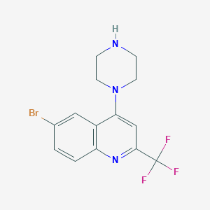 molecular formula C14H13BrF3N3 B3042254 1-[6-Bromo-2-(trifluoromethyl)quinol-4-yl]piperazine CAS No. 541539-65-5