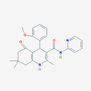 molecular formula C25H27N3O3 B304226 4-(2-methoxyphenyl)-2,7,7-trimethyl-5-oxo-N-(2-pyridinyl)-1,4,5,6,7,8-hexahydro-3-quinolinecarboxamide 