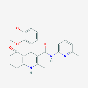 molecular formula C25H27N3O4 B304230 4-(2,3-dimethoxyphenyl)-2-methyl-N-(6-methyl-2-pyridinyl)-5-oxo-1,4,5,6,7,8-hexahydro-3-quinolinecarboxamide 