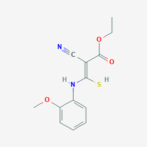 molecular formula C13H14N2O3S B3042327 Ethyl 2-cyano-3-mercapto-3-(2-methoxyanilino)acrylate CAS No. 57202-71-8