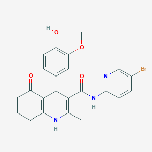 molecular formula C23H22BrN3O4 B304234 N-(5-bromo-2-pyridinyl)-4-(4-hydroxy-3-methoxyphenyl)-2-methyl-5-oxo-1,4,5,6,7,8-hexahydro-3-quinolinecarboxamide 