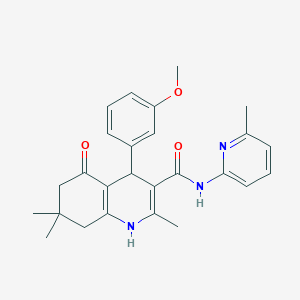 molecular formula C26H29N3O3 B304236 4-(3-methoxyphenyl)-2,7,7-trimethyl-N-(6-methyl-2-pyridinyl)-5-oxo-1,4,5,6,7,8-hexahydro-3-quinolinecarboxamide 
