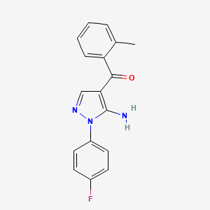 molecular formula C17H14FN3O B3042415 (5-Amino-1-(4-fluorophenyl)-1H-pyrazol-4-YL)(O-tolyl)methanone CAS No. 618091-44-4
