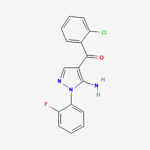 molecular formula C16H11ClFN3O B3042417 (5-Amino-1-(2-fluorophenyl)-1H-pyrazol-4-YL)(2-chlorophenyl)methanone CAS No. 618091-82-0