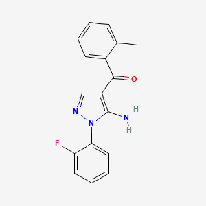 molecular formula C17H14FN3O B3042419 (5-Amino-1-(2-fluorophenyl)-1H-pyrazol-4-YL)(O-tolyl)methanone CAS No. 618091-86-4