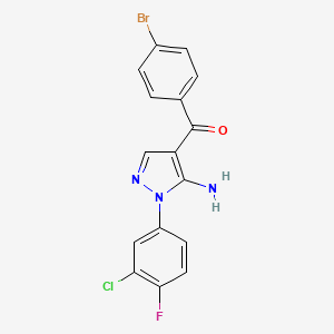 molecular formula C16H10BrClFN3O B3042422 (5-Amino-1-(3-chloro-4-fluorophenyl)-1H-pyrazol-4-YL)(4-bromophenyl)methanone CAS No. 618092-10-7