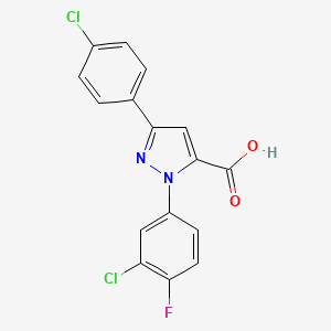molecular formula C16H9Cl2FN2O2 B3042435 1-(3-Chloro-4-fluorophenyl)-3-(4-chlorophenyl)-1H-pyrazole-5-carboxylic acid CAS No. 618102-45-7