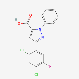 molecular formula C16H9Cl2FN2O2 B3042451 3-(2,4-Dichloro-5-fluorophenyl)-1-phenyl-1H-pyrazole-5-carboxylic acid CAS No. 618382-91-5