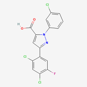 molecular formula C16H8Cl3FN2O2 B3042456 3-(2,4-Dichloro-5-fluorophenyl)-1-(3-chlorophenyl)-1H-pyrazole-5-carboxylic acid CAS No. 618382-96-0
