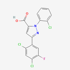 molecular formula C16H8Cl3FN2O2 B3042459 3-(2,4-Dichloro-5-fluorophenyl)-1-(2-chlorophenyl)-1H-pyrazole-5-carboxylic acid CAS No. 618382-99-3