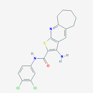 molecular formula C19H17Cl2N3OS B304249 3-amino-N-(3,4-dichlorophenyl)-6,7,8,9-tetrahydro-5H-cyclohepta[b]thieno[3,2-e]pyridine-2-carboxamide 