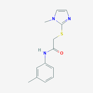 molecular formula C13H15N3OS B304252 2-(1-Methyl-1H-imidazol-2-ylsulfanyl)-N-m-tolyl-acetamide 
