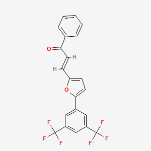 molecular formula C21H12F6O2 B3042527 3-{5-[3,5-Di(trifluoromethyl)phenyl]-2-furyl}-1-phenylprop-2-en-1-one CAS No. 646497-84-9