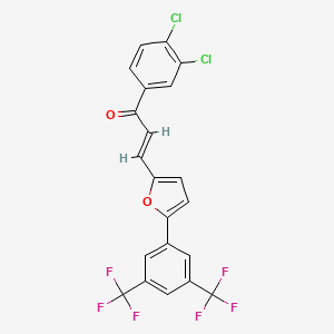 molecular formula C21H10Cl2F6O2 B3042528 1-(3,4-Dichlorophenyl)-3-{5-[3,5-di(trifluoromethyl)phenyl]-2-furyl}prop-2-en-1-one CAS No. 646497-86-1