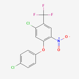 molecular formula C13H6Cl2F3NO3 B3042533 1-Chloro-5-(4-chlorophenoxy)-4-nitro-2-(trifluoromethyl)benzene CAS No. 646497-98-5