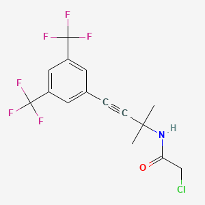 molecular formula C15H12ClF6NO B3042534 N-{3-[3,5-bis(trifluoromethyl)phenyl]-1,1-dimethylprop-2-ynyl}-2-chloroacetamide CAS No. 646498-06-8