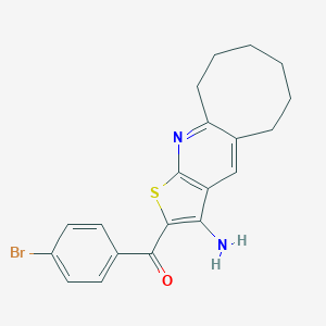 molecular formula C20H19BrN2OS B304254 (3-Amino-5,6,7,8,9,10-hexahydrocycloocta[b]thieno[3,2-e]pyridin-2-yl)(4-bromophenyl)methanone 