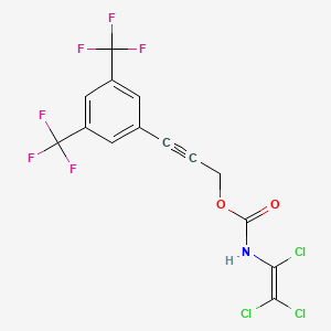 molecular formula C14H6Cl3F6NO2 B3042548 3-[3,5-di(trifluoromethyl)phenyl]prop-2-ynyl N-(1,2,2-trichlorovinyl)carbamate CAS No. 646989-49-3