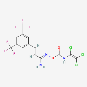 molecular formula C14H8Cl3F6N3O2 B3042549 3-[3,5-bis(trifluoromethyl)phenyl]-N'-({[(1,2,2-trichlorovinyl)amino]carbonyl}oxy)prop-2-enimidamide CAS No. 646989-54-0