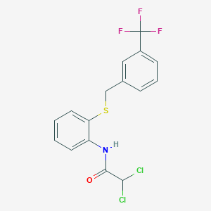 molecular formula C16H12Cl2F3NOS B3042556 Acetamide, 2,2-dichloro-N-[2-(3-trifluoromethylbenzylthio)phenyl]- CAS No. 646989-67-5