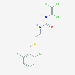 molecular formula C12H11Cl4FN2OS B3042571 N-{2-[(2-chloro-6-fluorobenzyl)thio]ethyl}-N'-(1,2,2-trichlorovinyl)urea CAS No. 647824-63-3