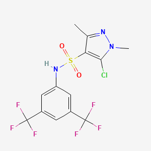 molecular formula C13H10ClF6N3O2S B3042581 N4-[3,5-di(trifluoromethyl)phenyl]-5-chloro-1,3-dimethyl-1H-pyrazole-4-sulphonamide CAS No. 647825-46-5