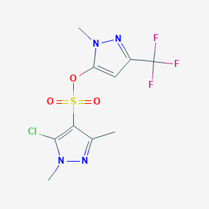 molecular formula C10H10ClF3N4O3S B3042583 1-Methyl-3-(trifluoromethyl)-1H-pyrazol-5-yl 5-chloro-1,3-dimethyl-1H-pyrazole-4-sulfonate CAS No. 647825-59-0