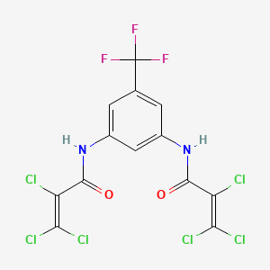 molecular formula C13H5Cl6F3N2O2 B3042586 N1-[3-[(2,3,3-trichloroacryloyl)amino]-5-(trifluoromethyl)phenyl]-2,3,3-trichloroacrylamide CAS No. 647825-63-6