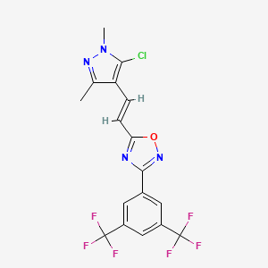 molecular formula C17H11ClF6N4O B3042608 3-[3,5-bis(trifluoromethyl)phenyl]-5-[(E)-2-(5-chloro-1,3-dimethylpyrazol-4-yl)ethenyl]-1,2,4-oxadiazole CAS No. 648410-32-6