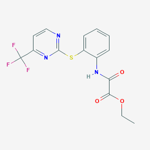 molecular formula C15H12F3N3O3S B3042616 Ethyl 2-oxo-2-(2-{[4-(trifluoromethyl)pyrimidin-2-yl]thio}anilino)acetate CAS No. 648427-21-8