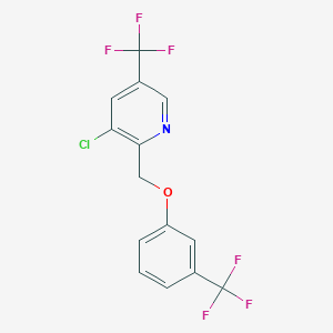 molecular formula C14H8ClF6NO B3042622 3-Chloro-5-(trifluoromethyl)-2-{[3-(trifluoromethyl)phenoxy]methyl}pyridine CAS No. 648427-32-1