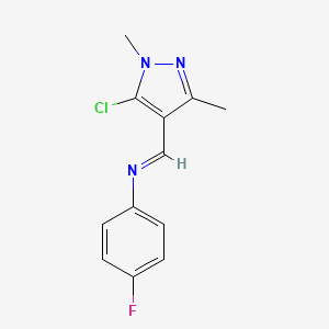 molecular formula C12H11ClFN3 B3042627 N1-[(5-chloro-1,3-dimethyl-1H-pyrazol-4-yl)methylidene]-4-fluoroaniline CAS No. 648858-87-1