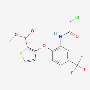 molecular formula C15H11ClF3NO4S B3042636 Methyl 3-[2-[(2-chloroacetyl)amino]-4-(trifluoromethyl)phenoxy]thiophene-2-carboxylate CAS No. 648859-39-6