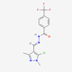 molecular formula C14H12ClF3N4O B3042639 N'1-[(5-chloro-1,3-dimethyl-1H-pyrazol-4-yl)methylidene]-4-(trifluoromethyl)benzene-1-carbohydrazide CAS No. 648859-54-5