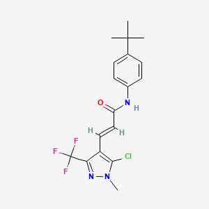 molecular formula C18H19ClF3N3O B3042643 (E)-N-(4-tert-butylphenyl)-3-[5-chloro-1-methyl-3-(trifluoromethyl)pyrazol-4-yl]prop-2-enamide CAS No. 648859-65-8