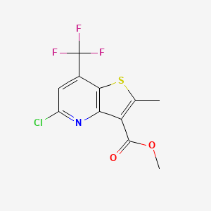 molecular formula C11H7ClF3NO2S B3042644 Methyl 5-chloro-2-methyl-7-(trifluoromethyl)thieno[3,2-b]pyridine-3-carboxylate CAS No. 648859-70-5