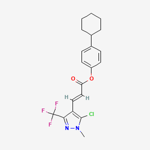 molecular formula C20H20ClF3N2O2 B3042647 4-cyclohexylphenyl 3-[5-chloro-1-methyl-3-(trifluoromethyl)-1H-pyrazol-4-yl]acrylate CAS No. 648859-75-0