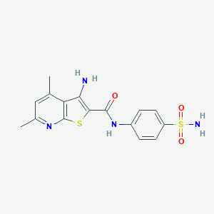 molecular formula C16H16N4O3S2 B304265 3-Amino-4,6-dimethyl-N-(4-sulfamoylphenyl)thieno[2,3-b]pyridine-2-carboxamide 