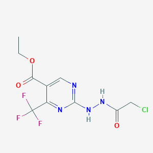 molecular formula C10H10ClF3N4O3 B3042653 Ethyl 2-[2-(2-chloroacetyl)hydrazino]-4-(trifluoromethyl)-5-pyrimidinecarboxylate CAS No. 648859-91-0