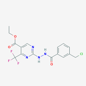 Ethyl 2-{2-[3-(chloromethyl)benzoyl]hydrazino}-4-(trifluoromethyl)pyrimidine-5-carboxylate