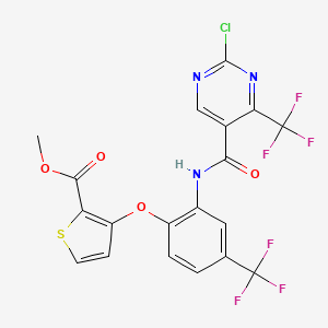 molecular formula C19H10ClF6N3O4S B3042657 Methyl 3-[2-({[2-chloro-4-(trifluoromethyl)pyrimidin-5-yl]carbonyl}amino)-4-(trifluoromethyl)phenoxy]thiophene-2-carboxylate CAS No. 648860-01-9