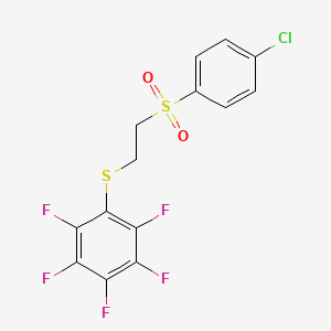 molecular formula C14H8ClF5O2S2 B3042665 1-({2-[(4-Chlorophenyl)sulphonyl]ethyl}thio)-2,3,4,5,6-pentafluorobenzene CAS No. 649578-39-2
