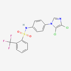 molecular formula C16H10Cl2F3N3O2S B3042668 N1-[4-(4,5-dichloro-1H-imidazol-1-yl)phenyl]-2-(trifluoromethyl)benzene-1-sulphonamide CAS No. 649662-81-7