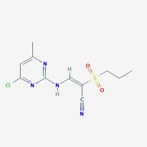 molecular formula C11H13ClN4O2S B3042670 3-[(4-Chloro-6-methylpyrimidin-2-yl)amino]-2-(propylsulfonyl)acrylonitrile CAS No. 649664-59-5