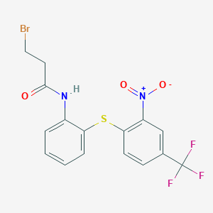 molecular formula C16H12BrF3N2O3S B3042676 N1-(2-{[2-nitro-4-(trifluoromethyl)phenyl]thio}phenyl)-3-bromopropanamide CAS No. 649700-46-9