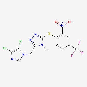 molecular formula C14H9Cl2F3N6O2S B3042684 3-[(4,5-dichloro-1H-imidazol-1-yl)methyl]-4-methyl-5-{[2-nitro-4-(trifluoromethyl)phenyl]thio}-4H-1,2,4-triazole CAS No. 650615-72-8